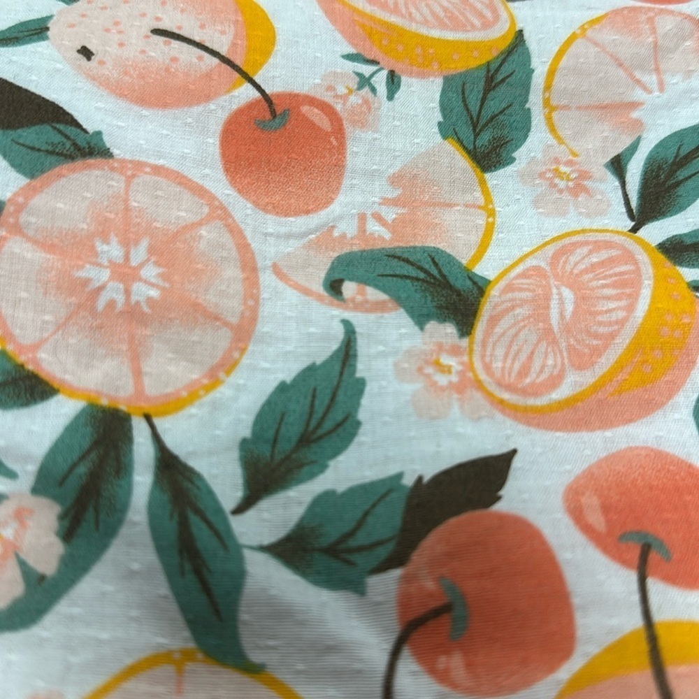 NWT Isaac Mizrahi peach orange, green,  & white, Fruits sun dress. Size 12 US. - Picture 4 of 11